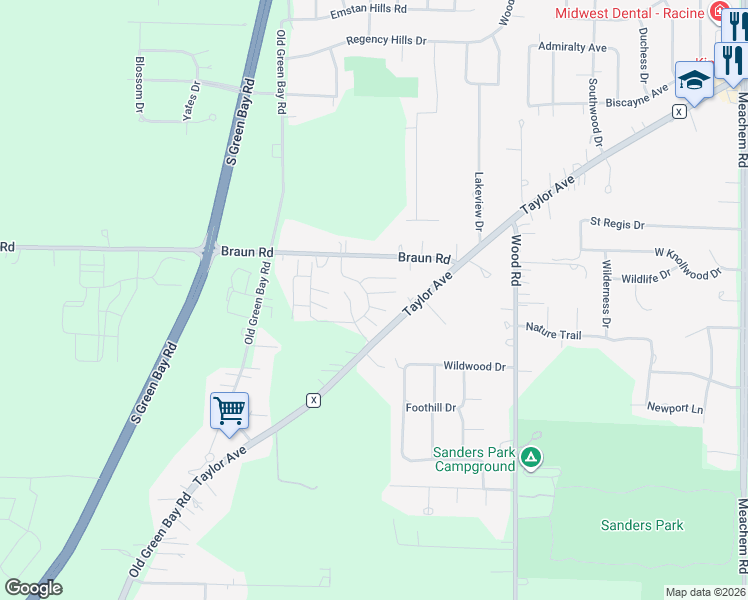 map of restaurants, bars, coffee shops, grocery stores, and more near 4242 Taylor Harbor East in Mount Pleasant