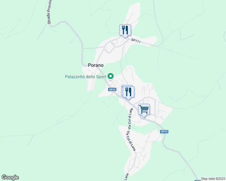 map of restaurants, bars, coffee shops, grocery stores, and more near Strada Provinciale 55 in Porano