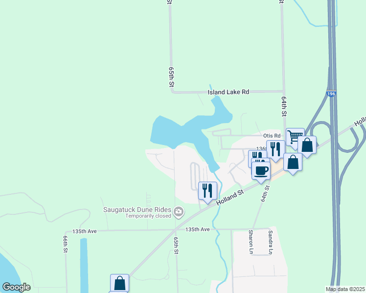 map of restaurants, bars, coffee shops, grocery stores, and more near 3596 65th Street in Saugatuck