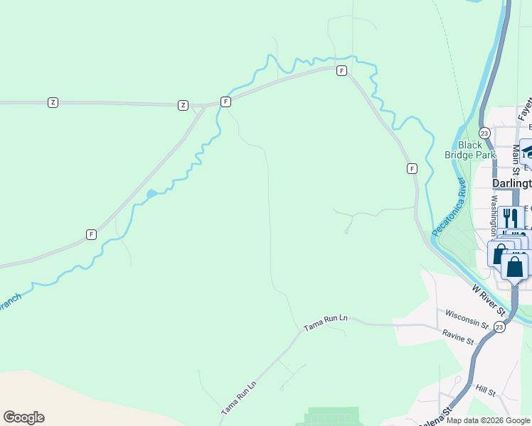 map of restaurants, bars, coffee shops, grocery stores, and more near in Darlington