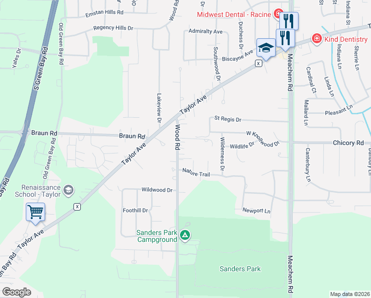 map of restaurants, bars, coffee shops, grocery stores, and more near 5317 Chicory Road in Mount Pleasant