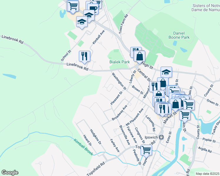 map of restaurants, bars, coffee shops, grocery stores, and more near 10 Appleton Park in Ipswich