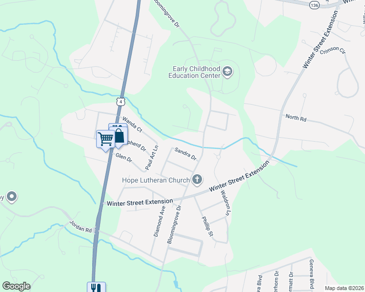 map of restaurants, bars, coffee shops, grocery stores, and more near 3 Essie Lane in Rensselaer County