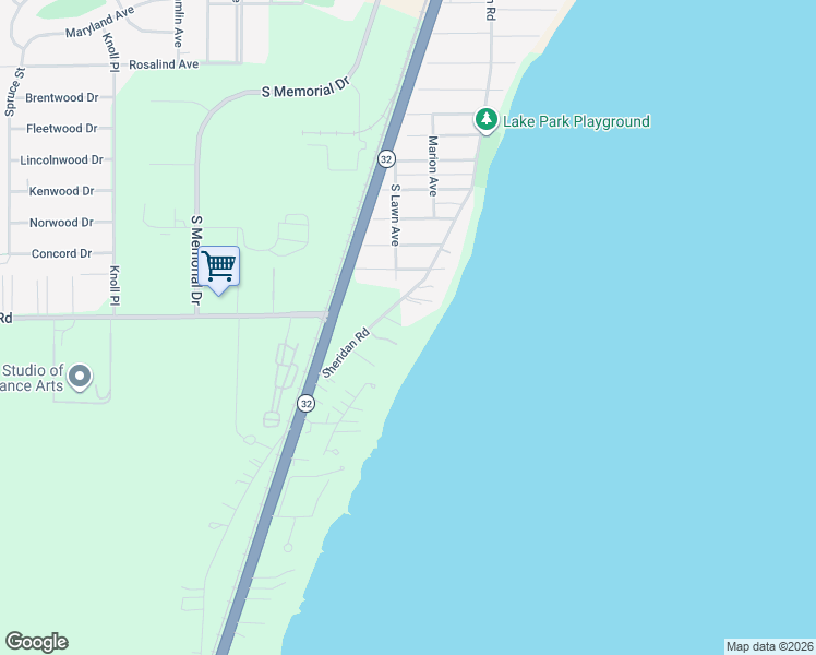map of restaurants, bars, coffee shops, grocery stores, and more near 4165 Sheridan Road in Mount Pleasant