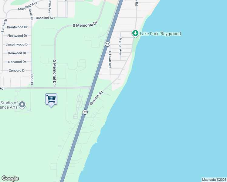 map of restaurants, bars, coffee shops, grocery stores, and more near 4165 Sheridan Road in Mount Pleasant