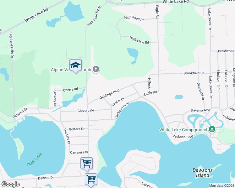 map of restaurants, bars, coffee shops, grocery stores, and more near 3236 Giddings Boulevard in Highland Charter Township