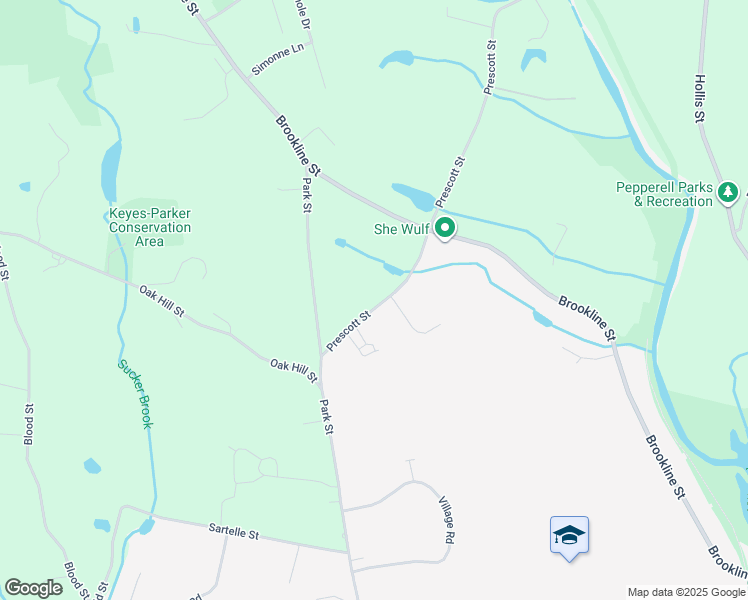 map of restaurants, bars, coffee shops, grocery stores, and more near 10 Prescott Street in Pepperell