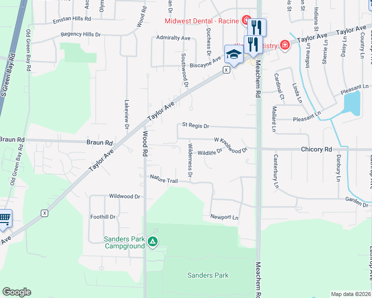 map of restaurants, bars, coffee shops, grocery stores, and more near 4921 West Knollwood Drive in Mount Pleasant