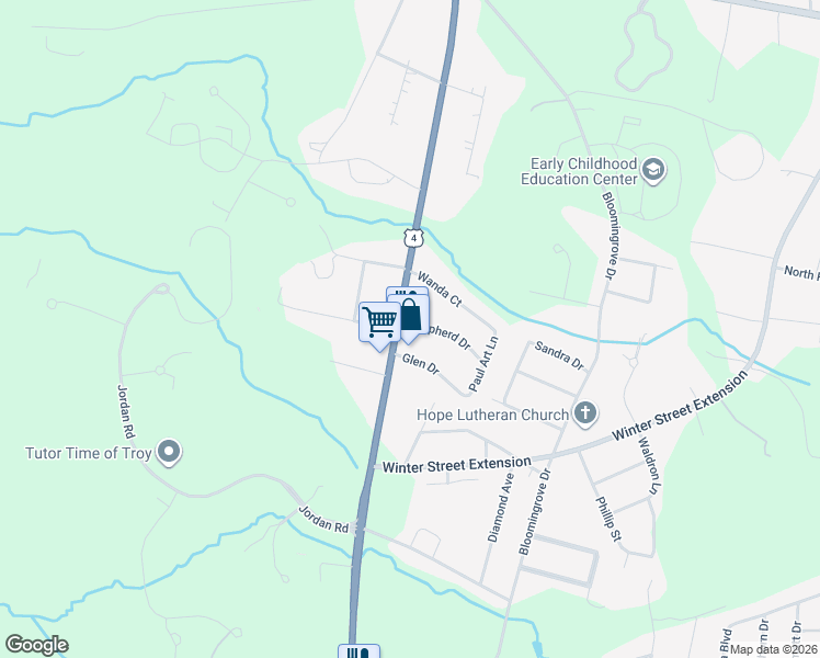 map of restaurants, bars, coffee shops, grocery stores, and more near 233 North Greenbush Road in Troy
