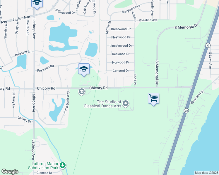 map of restaurants, bars, coffee shops, grocery stores, and more near 2860 Chicory Road in Racine