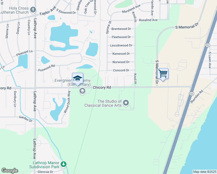 map of restaurants, bars, coffee shops, grocery stores, and more near 2860 Chicory Road in Racine