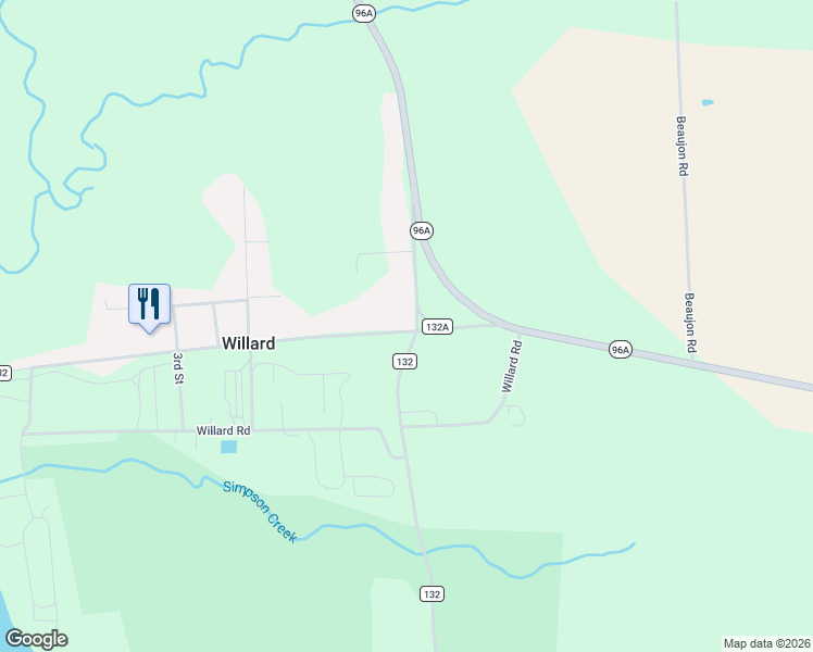 map of restaurants, bars, coffee shops, grocery stores, and more near 1555 County Road 132 in Ovid