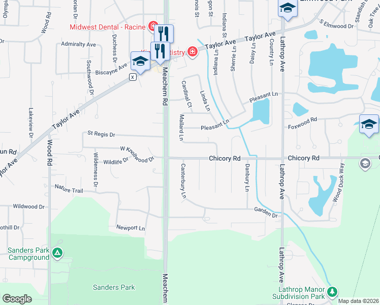 map of restaurants, bars, coffee shops, grocery stores, and more near 4626 Chicory Road in Mount Pleasant