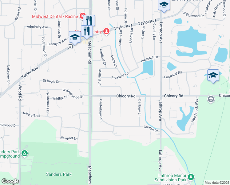 map of restaurants, bars, coffee shops, grocery stores, and more near 4516 Chicory Road in Mount Pleasant