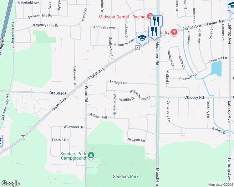 map of restaurants, bars, coffee shops, grocery stores, and more near 4921 West Knollwood Drive in Mount Pleasant