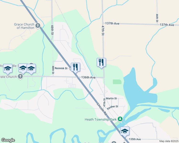 map of restaurants, bars, coffee shops, grocery stores, and more near 3602 Diamond Drive in Hamilton
