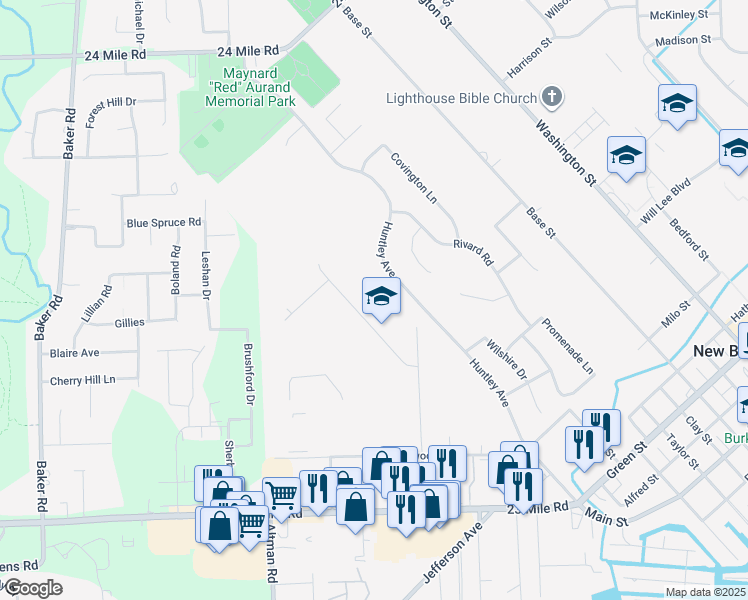 map of restaurants, bars, coffee shops, grocery stores, and more near 51528 Industrial Drive in New Baltimore
