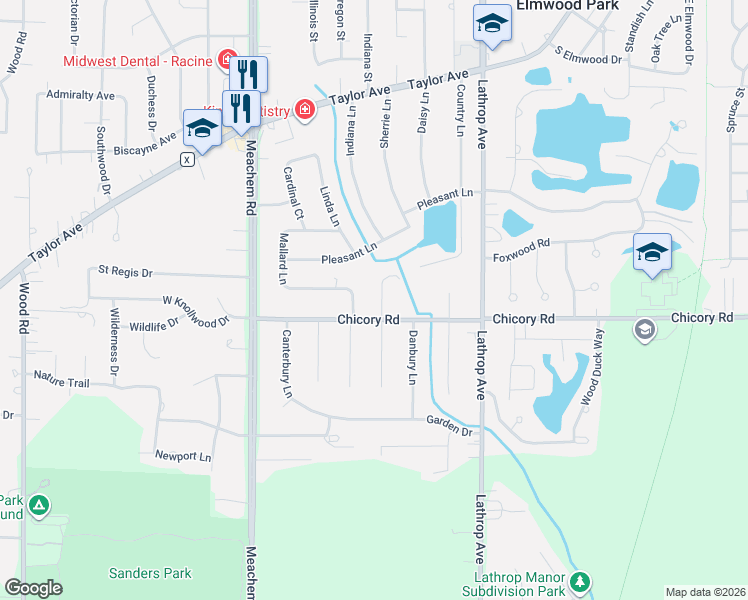map of restaurants, bars, coffee shops, grocery stores, and more near 4135 Woodbury Lane in Mount Pleasant