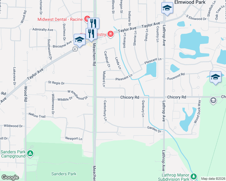 map of restaurants, bars, coffee shops, grocery stores, and more near 4516 Chicory Road in Mount Pleasant