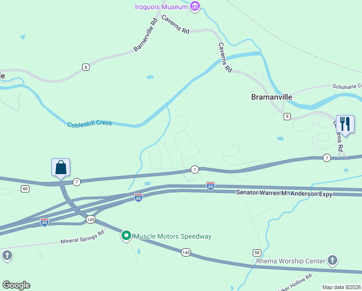 map of restaurants, bars, coffee shops, grocery stores, and more near 181 Lafayette Circle in Cobleskill