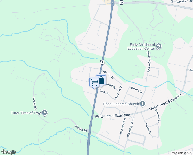 map of restaurants, bars, coffee shops, grocery stores, and more near 233 North Greenbush Road in Troy