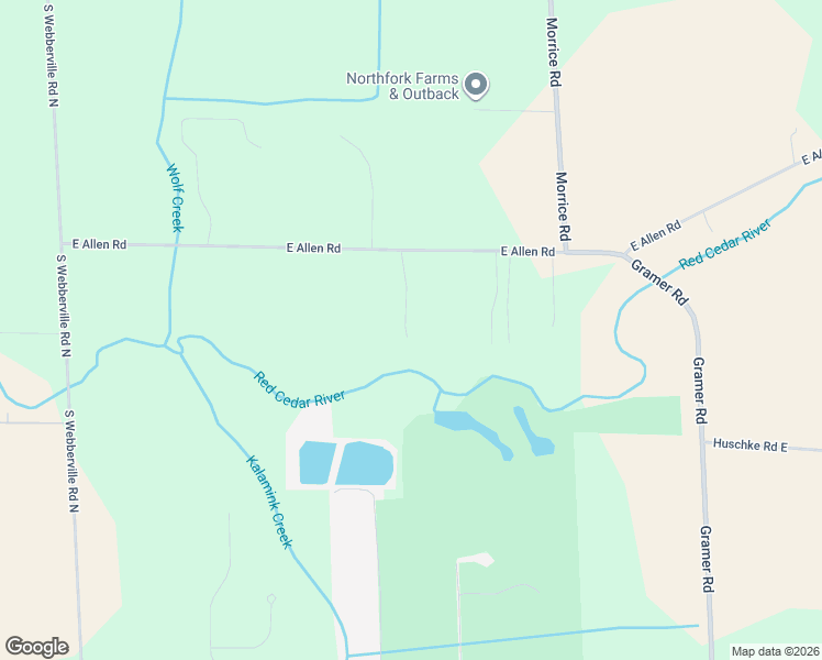 map of restaurants, bars, coffee shops, grocery stores, and more near 4846 E Allen Rd in Webberville