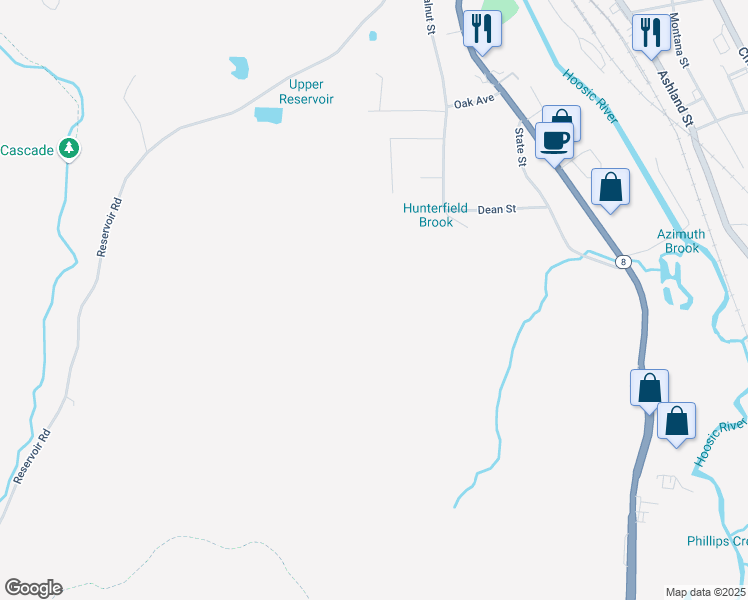 map of restaurants, bars, coffee shops, grocery stores, and more near 59 Gunther Street in North Adams