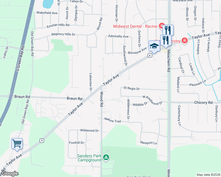 map of restaurants, bars, coffee shops, grocery stores, and more near 5347 Taylor Avenue in Mount Pleasant