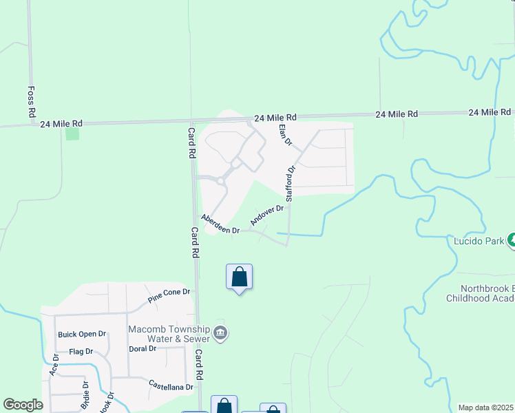 map of restaurants, bars, coffee shops, grocery stores, and more near 21821 Hartford Way in Macomb