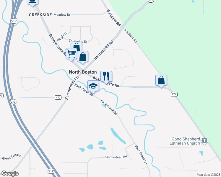 map of restaurants, bars, coffee shops, grocery stores, and more near 7272 Boston State Road in Hamburg