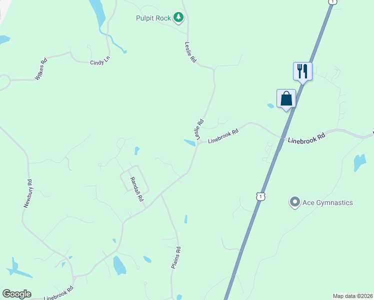 map of restaurants, bars, coffee shops, grocery stores, and more near 381 Linebrook Road in Ipswich