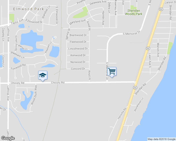 map of restaurants, bars, coffee shops, grocery stores, and more near 2705 Concord Drive in Racine