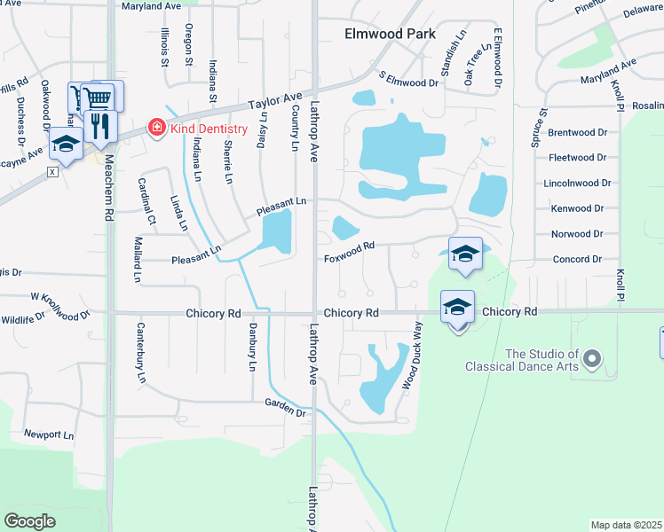 map of restaurants, bars, coffee shops, grocery stores, and more near 3809 Foxwood Road in Mount Pleasant