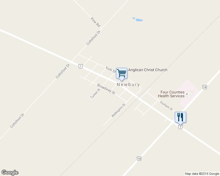 map of restaurants, bars, coffee shops, grocery stores, and more near 30 Broadway Street in Newbury