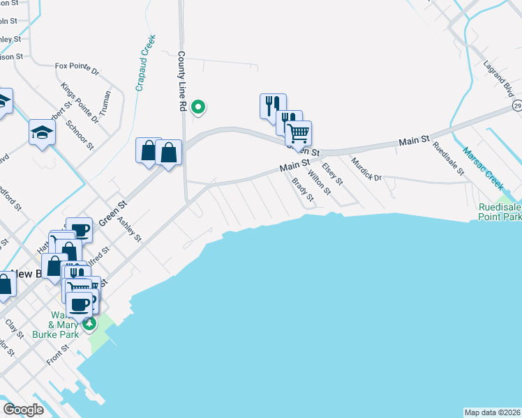 map of restaurants, bars, coffee shops, grocery stores, and more near 50763 Lenox Street in New Baltimore