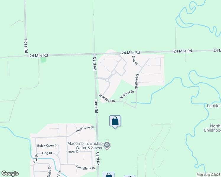 map of restaurants, bars, coffee shops, grocery stores, and more near 52212 Naugatuck Drive in Macomb
