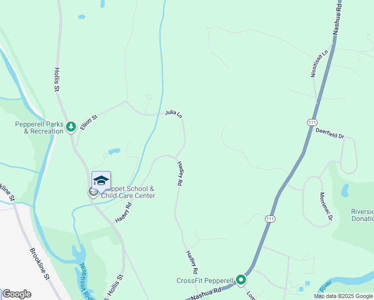 map of restaurants, bars, coffee shops, grocery stores, and more near 3 Julia Lane in Pepperell