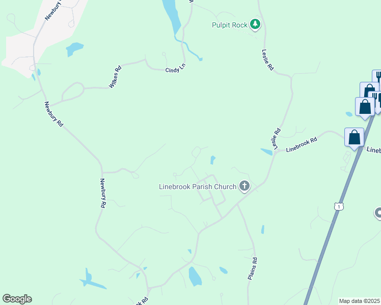 map of restaurants, bars, coffee shops, grocery stores, and more near 4 Willowdale Road in Topsfield