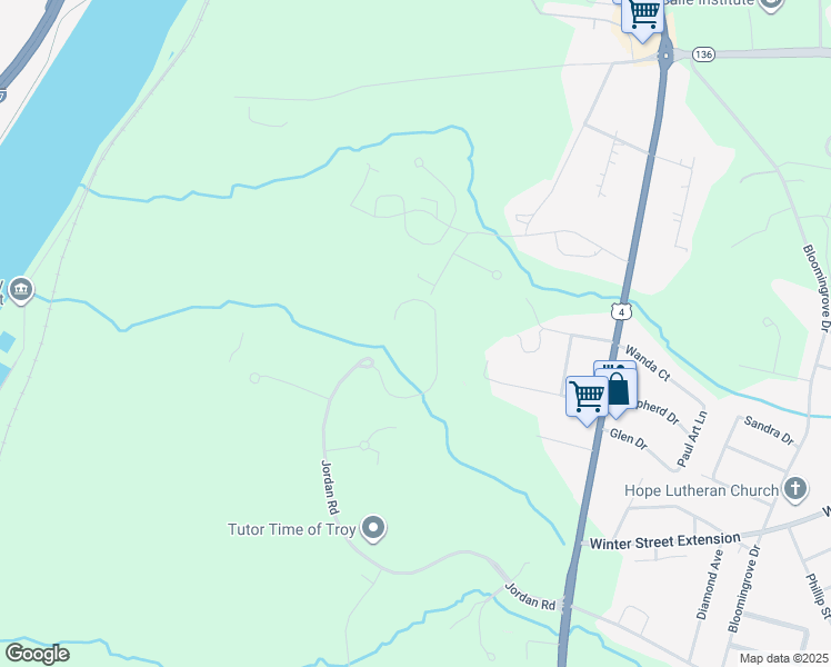 map of restaurants, bars, coffee shops, grocery stores, and more near 500 Jordan Road in Troy