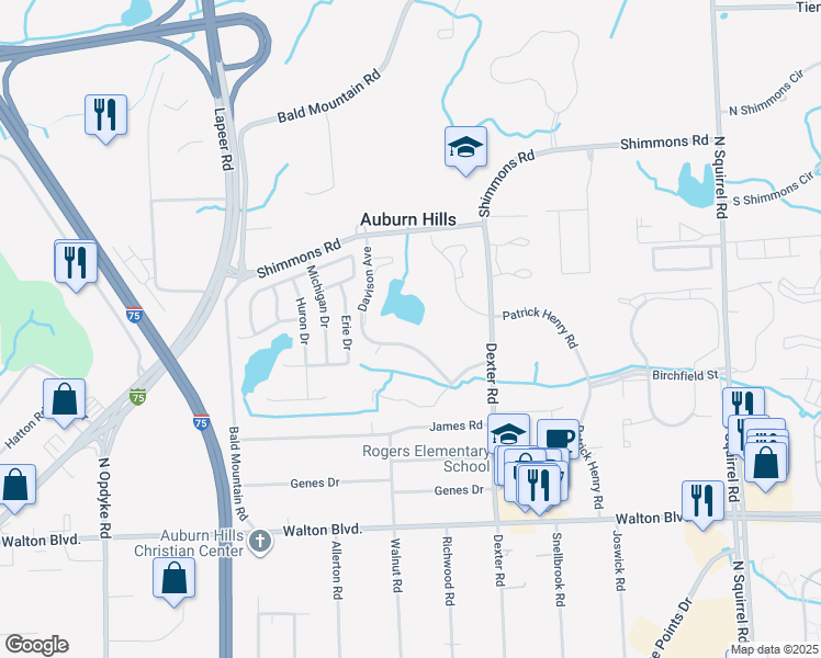 map of restaurants, bars, coffee shops, grocery stores, and more near 2746 Davison Avenue in Auburn Hills