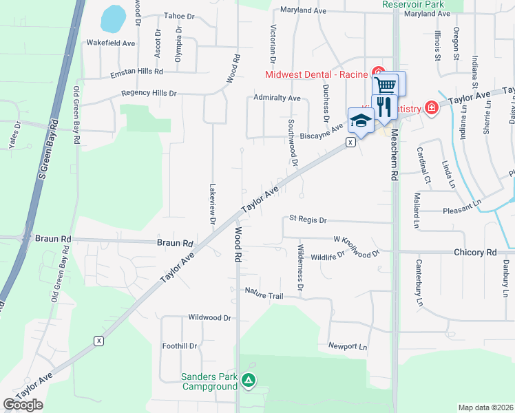 map of restaurants, bars, coffee shops, grocery stores, and more near 5347 Taylor Avenue in Mount Pleasant