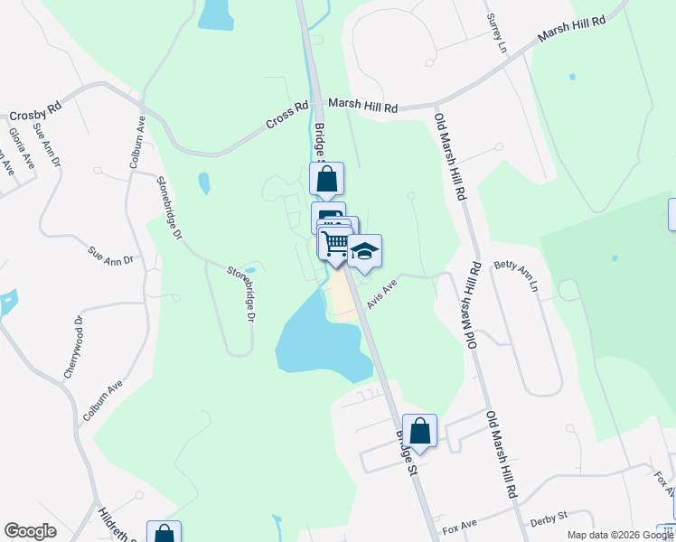map of restaurants, bars, coffee shops, grocery stores, and more near 42 Chuck Drive in Dracut