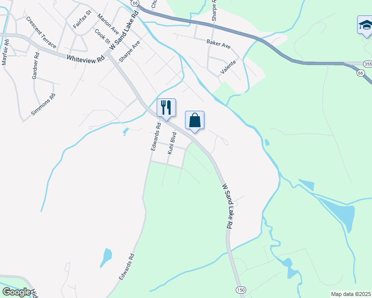 map of restaurants, bars, coffee shops, grocery stores, and more near Northview Avenue & Worthington Boulevard in Rensselaer County