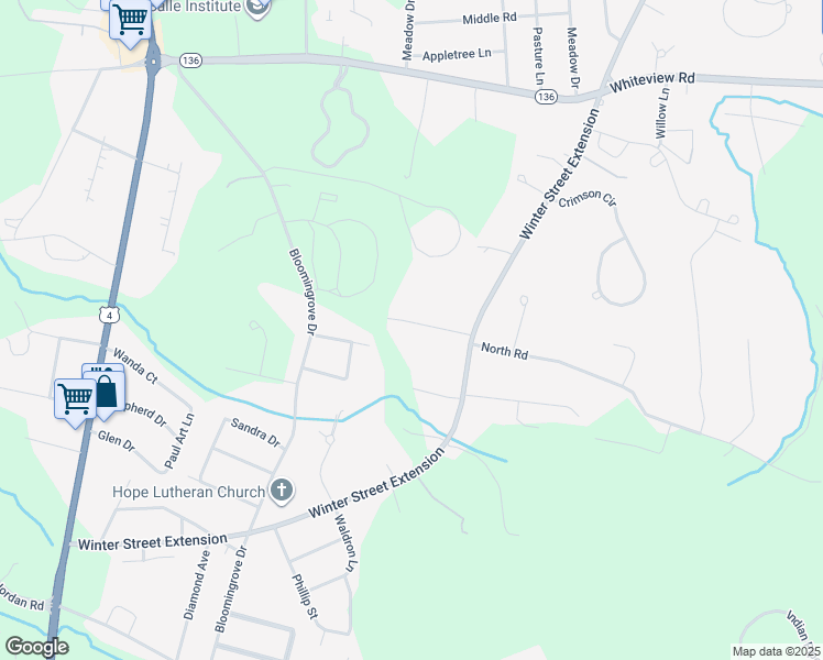 map of restaurants, bars, coffee shops, grocery stores, and more near 16 Elward Road in Troy