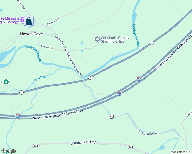 map of restaurants, bars, coffee shops, grocery stores, and more near 3145 New York 7 in Howes Cave