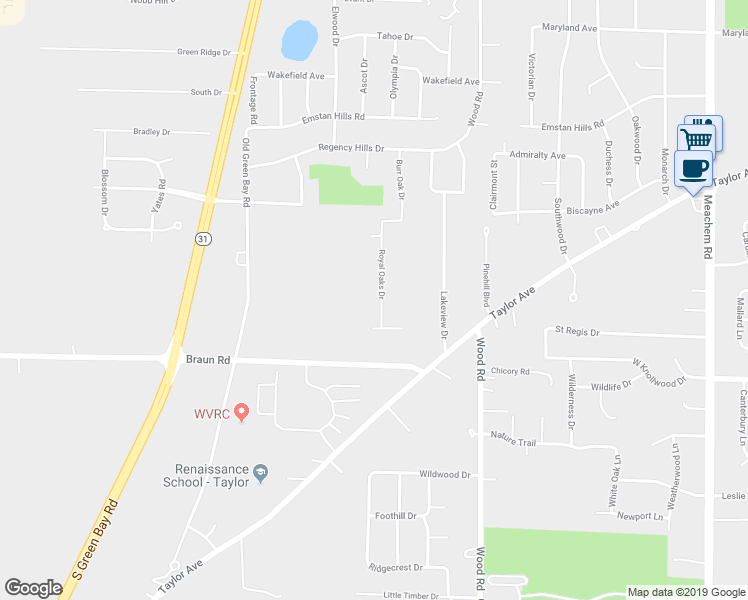 map of restaurants, bars, coffee shops, grocery stores, and more near 3930 Royal Oaks Drive in Mount Pleasant
