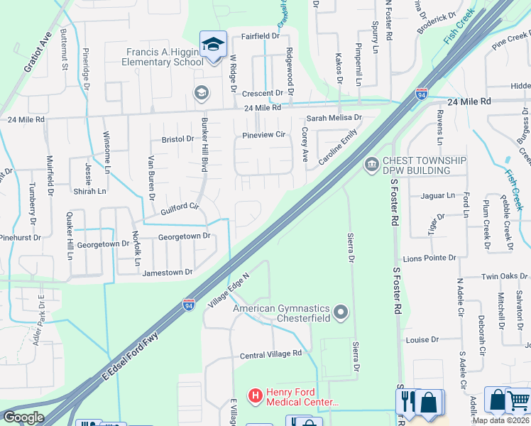map of restaurants, bars, coffee shops, grocery stores, and more near 52251 Landsdowne Circle in New Baltimore