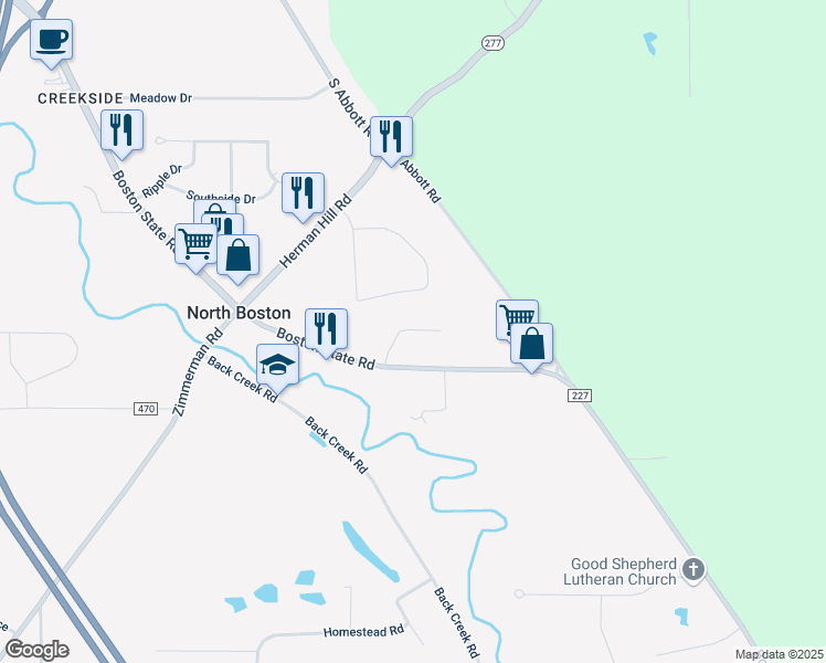 map of restaurants, bars, coffee shops, grocery stores, and more near 7287 Boston State Road in Hamburg