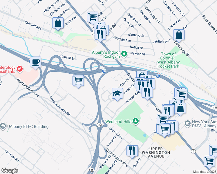 map of restaurants, bars, coffee shops, grocery stores, and more near 26 Lily St in Albany