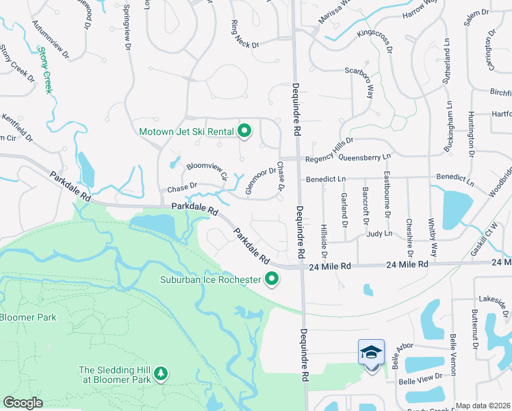 map of restaurants, bars, coffee shops, grocery stores, and more near 1730 Chase Drive in Rochester